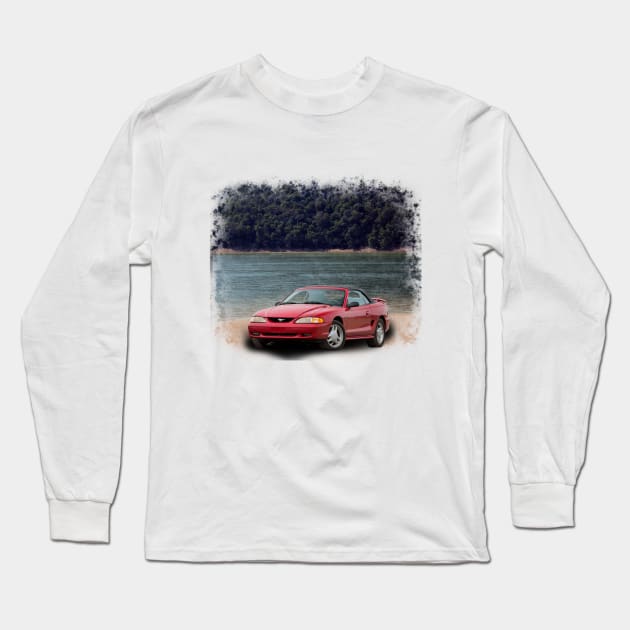 1994 Mustang GT in our lake distressed series on front and back Long Sleeve T-Shirt by Permages LLC